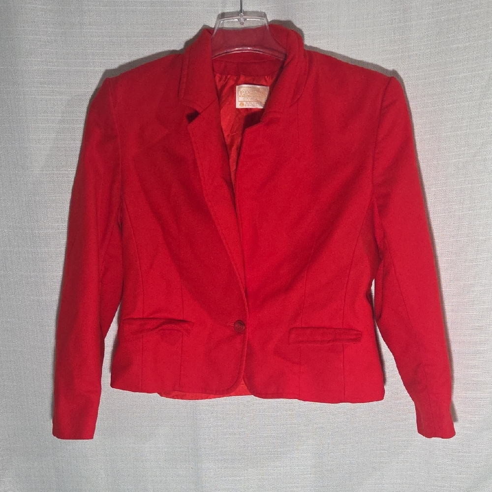 Pendleton Women Blazer Size 12 Solid Red One Butt… - image 1